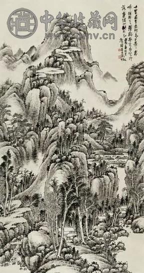 吴徵 秋山清溪图 立轴 水墨纸本