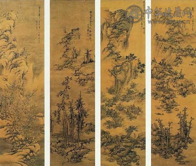 蓝瑛 明末清初 四季山水 轴(4屏)