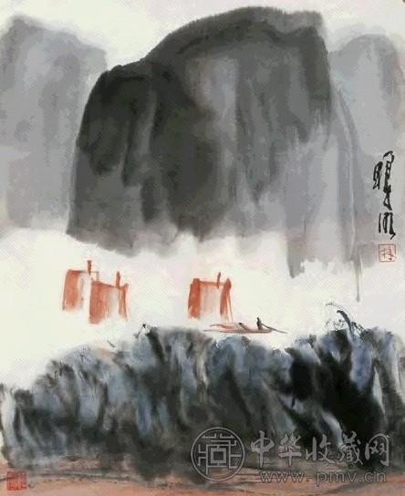 林曦明 一帆风雨图 镜心 设色纸本