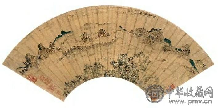 丁云鹏 仙山楼阁 扇面 金笺