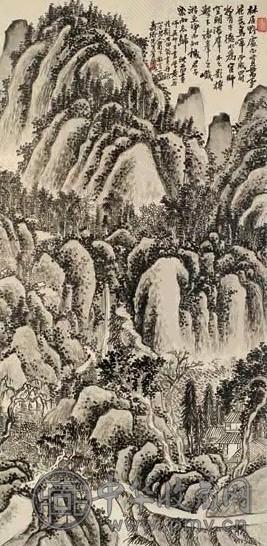 陈师曾 山居图 立轴 水墨绢本