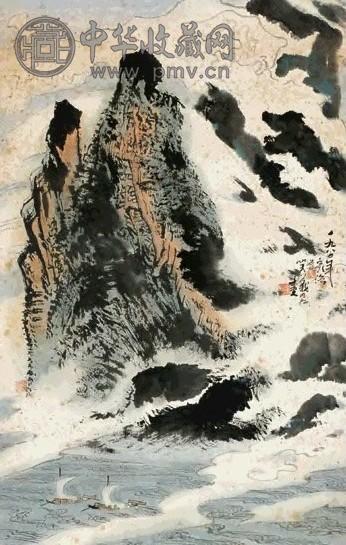 陈家泠 1980年作 山水 立轴 设色纸本