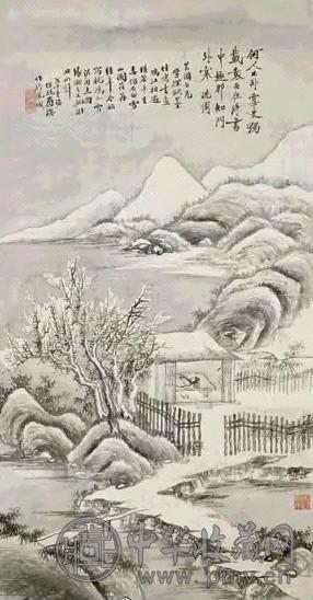 王孝禹 光绪甲辰(1904年)作 溪山访友 立轴 水墨纸本