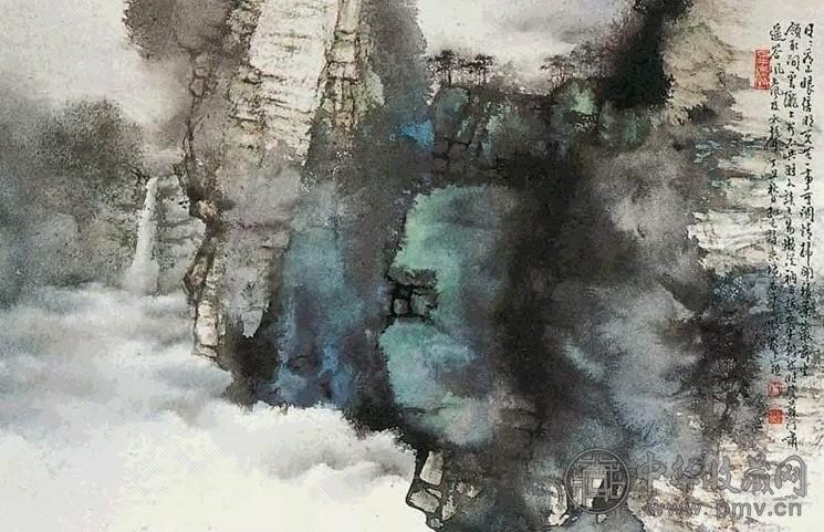 近现代 胡念祖 泼墨山水 镜心