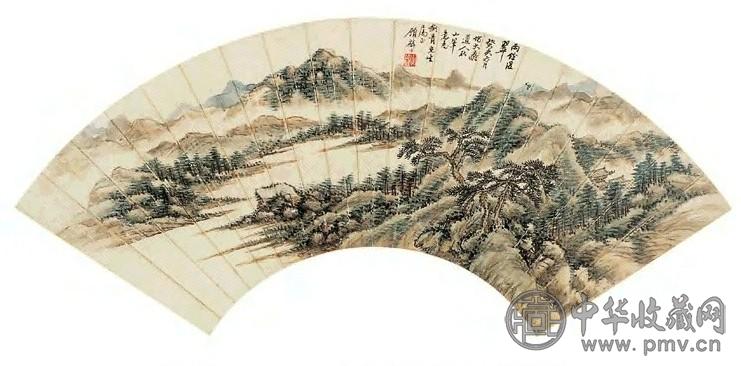 顾麟士 山水扇面 镜心 设色纸本