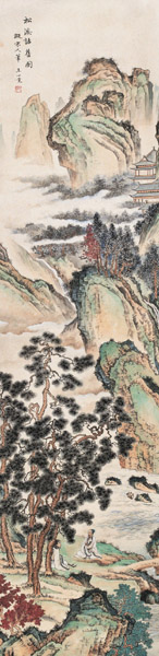 王心竟 松溪话旧图 立轴 设色纸本