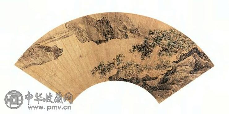 朱昂之 山水 扇面 设色金笺