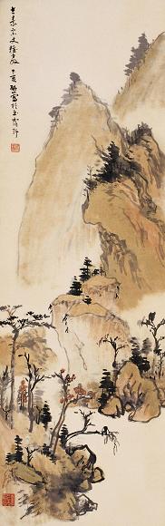 李研山 1935年作 山水 立轴 设色纸本