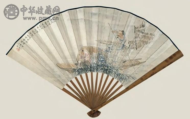 胡也佛 人物 白蕉 书法 成扇