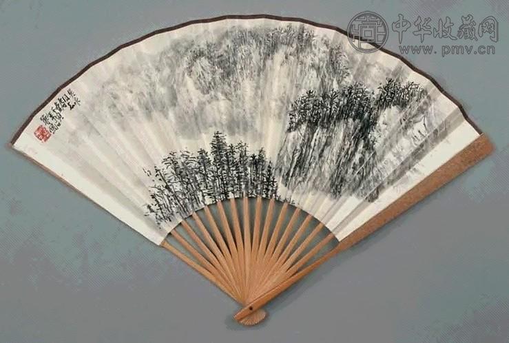 石鲁 1962年作 山水 扇面 水墨纸本