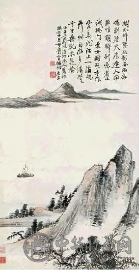 萧俊贤 1912年作 山水 立轴