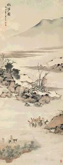 马逸 1886年作 秋涉图 立轴 设色纸本