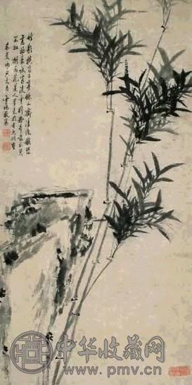 张敔 竹石 立轴