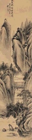 朱昂之 山光照槛 立轴 水墨纸本