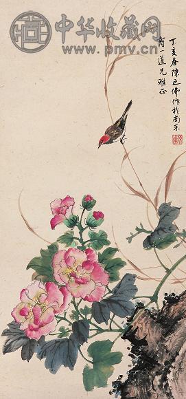 陈之佛 丁亥(1947年)作 花鸟 设色纸本
