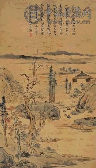 谢兰生 乙酉(1825年)作 山水 镜心 设色绢本