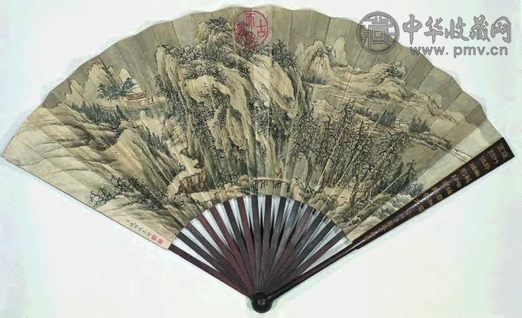 钱维城 山水、书法扇面设色纸本