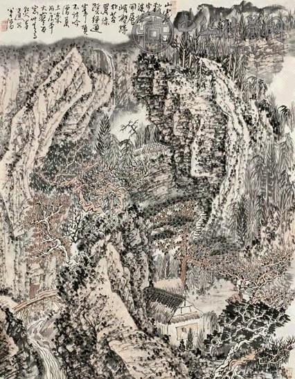 黄秋园 1976年作 山水 单片 设色纸本