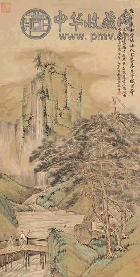 吴穀祥 己亥(1899年)作 青绿山水 立轴 设色纸本