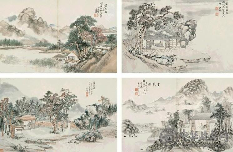 程庭鹭 秦炳文 汪昉等 同治癸亥(1863年)作 画荻图 册页(16开) 设色纸本