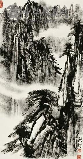 当代 张仃 迎客松 轴