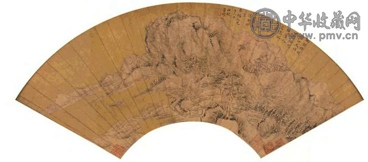 董耀 山水 扇面 设色绢本