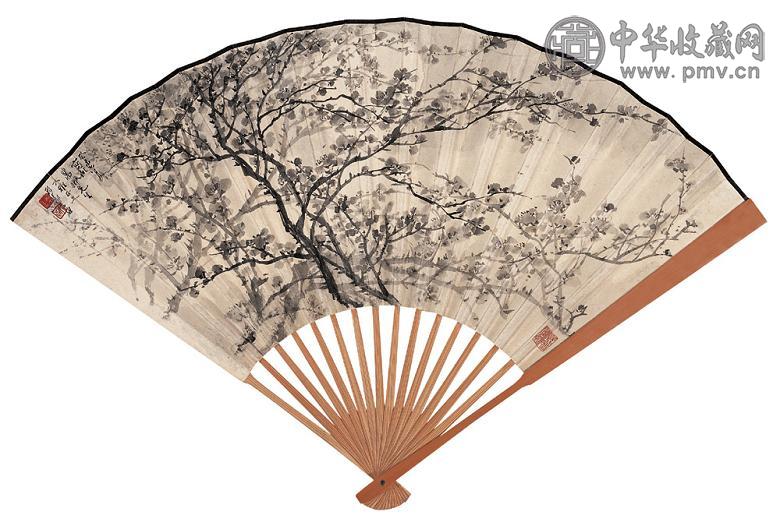 郑午昌 癸未(1943年)作 墨梅 成扇 纸本