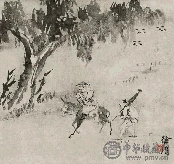 徐渭 归途 立轴 设色纸本