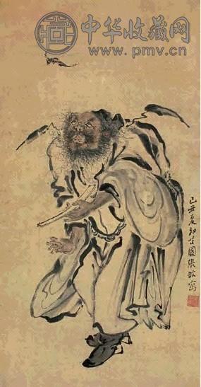 张敔 钟馗 立轴 设色纸本