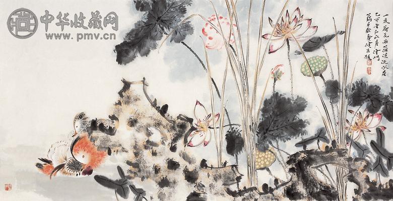 贾广健 乙酉(2005年)作 一夜荷花雨 镜心 设色纸本