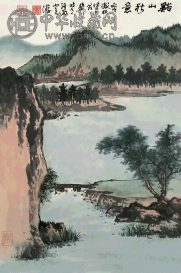 谢稚柳 1982年作 溪山秋意 立轴 设色纸本