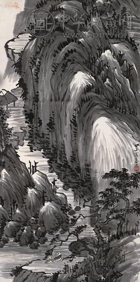 姚华 甲子(1924年)作 溪山消夏 立轴 水墨纸本