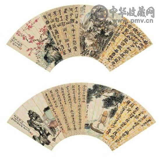 近现代 来楚生 书画合璧 扇面(2幅)