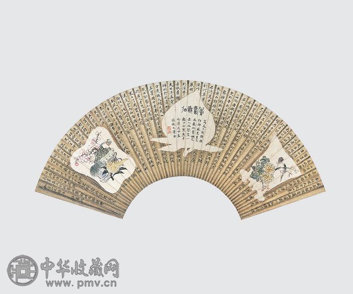 袁枚 书画扇面 镜心 设色纸本