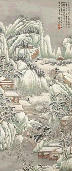 近现代 陈达 雪景山水 轴