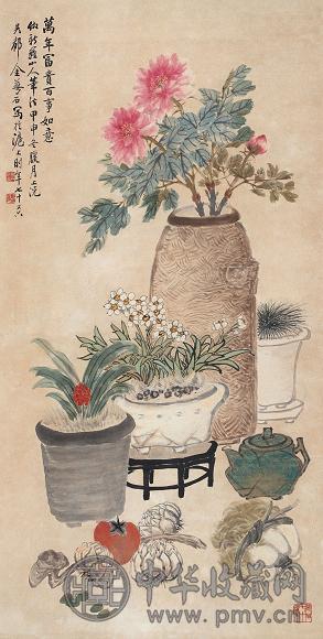 金梦石 清供 立轴 纸本