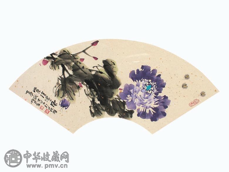 郭怡芳 紫绡仙风 扇面 设色纸本