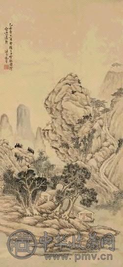 金龙节 己丑(1889年)作 松山读书 立轴 设色绢本