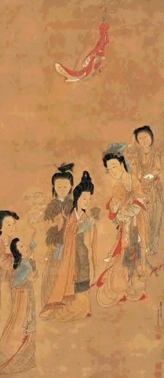 焦秉贞 1679年作 女僊图 立轴 设色绢本