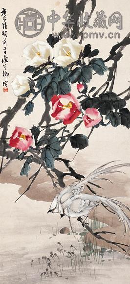 柳滨 1940(庚辰)年作 花鸟 立轴 设色纸本