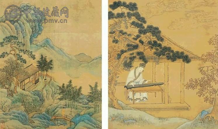 仇英(款) 山水 人物 镜心 绢本