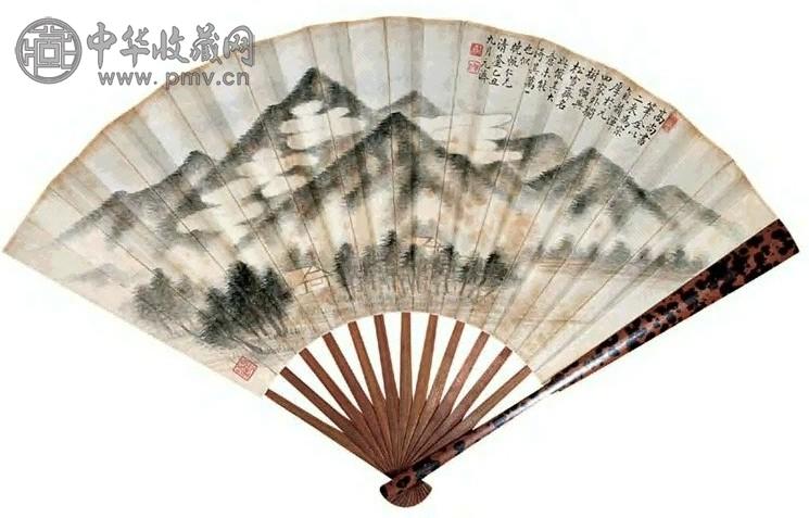 庞元济 1925年 云蒸霞蔚图 扇面 设色纸本