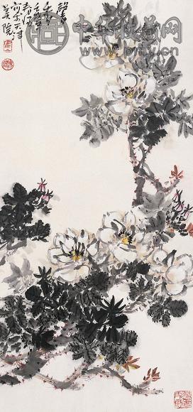 霍春阳 花卉 立轴 纸本