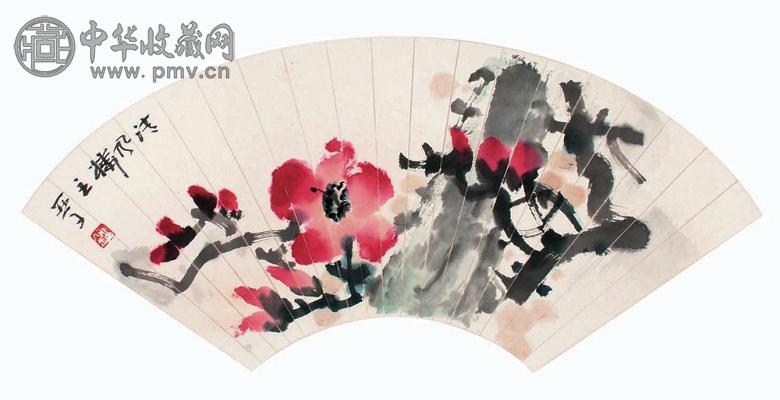 刘勇 花卉 扇面 设色纸本