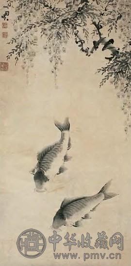 闵贞 双鲤图 立轴 水墨纸本