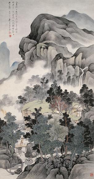 郑午昌1939年作柴门寻凉图立轴设色纸本收藏资讯|艺术家|书画家