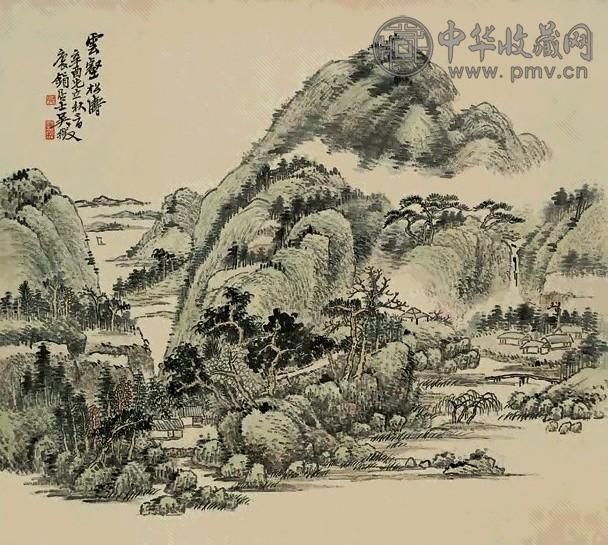 吴待秋(辛酉)1921年作 山水 轴 设色纸本