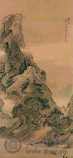 袁江 1718年作 秋涉图 立轴 设色绢本
