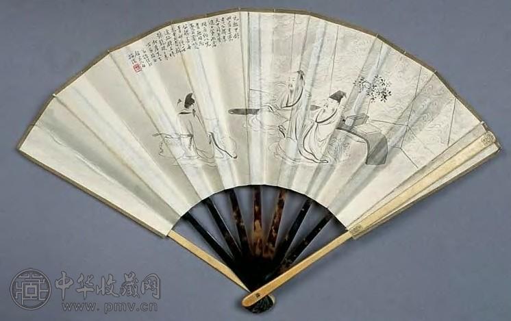 诸健秋 龙眠三李图 扇面 水墨纸本