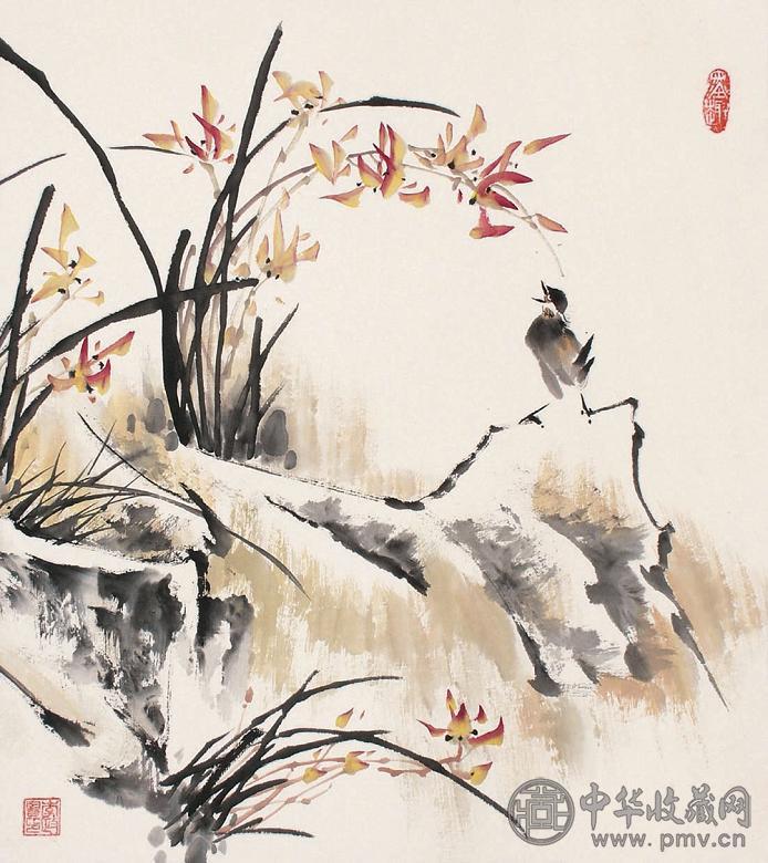 李政贤 花鸟 镜心 设色纸本